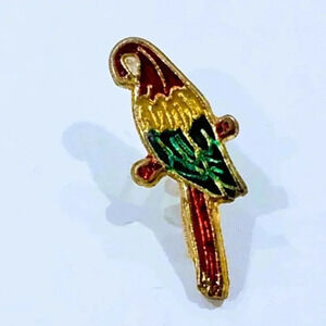 Parrot Bird Enamel Lapel Hat Tie Tack Vintage